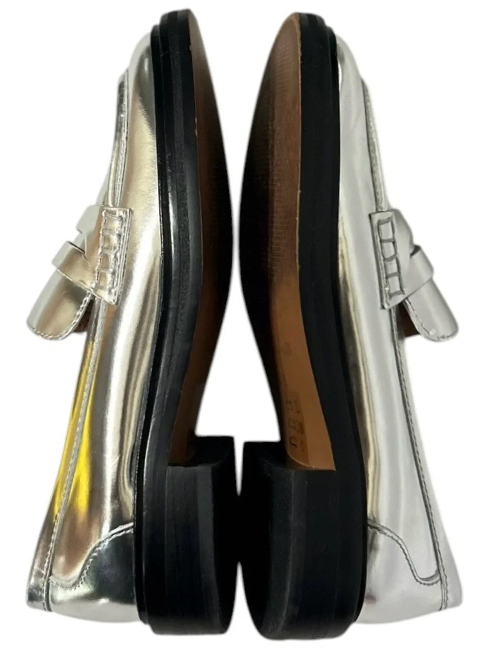 Madewell Vernon Loafers Women’s Sz 5 Metallic Silver Flats Preppy Academia